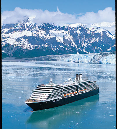 Cruise and Travel Report The beautiful ms Oosterdam slowly navigates the icy waters of Alaska while visiting Hubbard Glacier